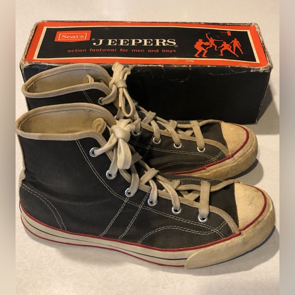 Vintage 1960’s Sears Jeepers Black High-Top Sneakers - Women’s 8 / Men’s 6